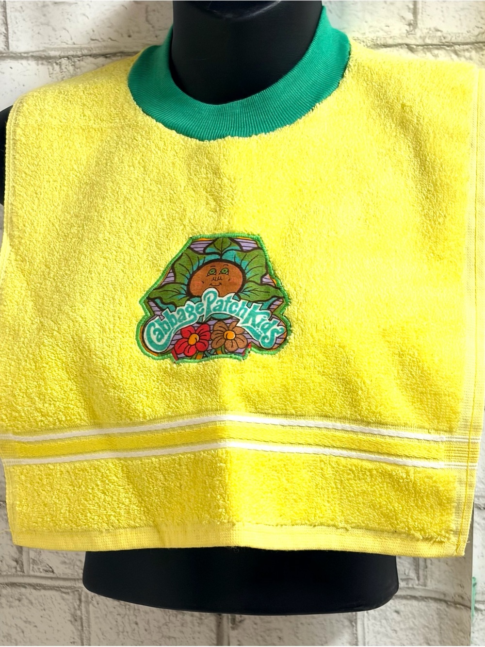 Vintage Cabbage Patch Kids Yellow Bib with Green Neck Trim